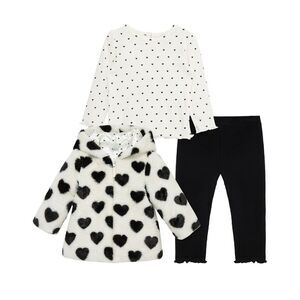 Little Me Girls  3Pc Heart Jacket Set, White